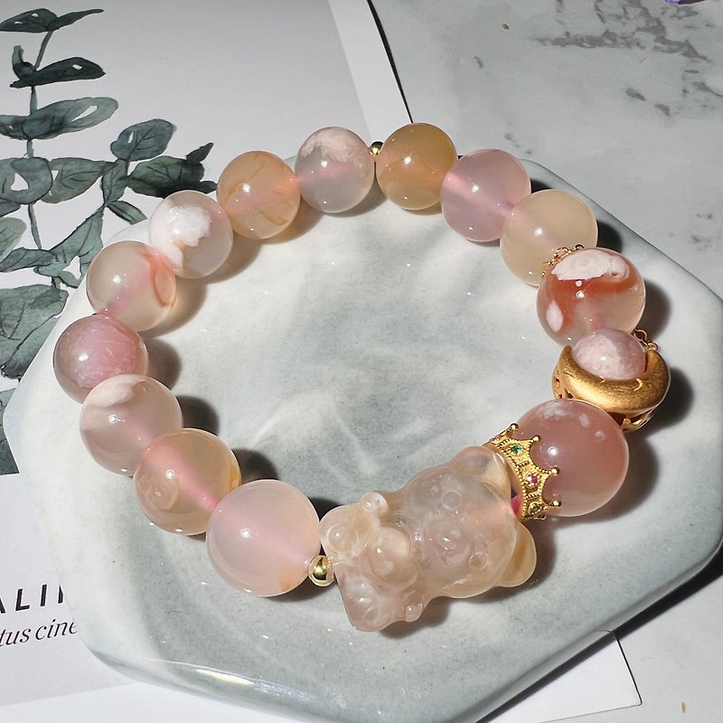 Sakura agate design bracelet - Bracelets - Crystal Pink