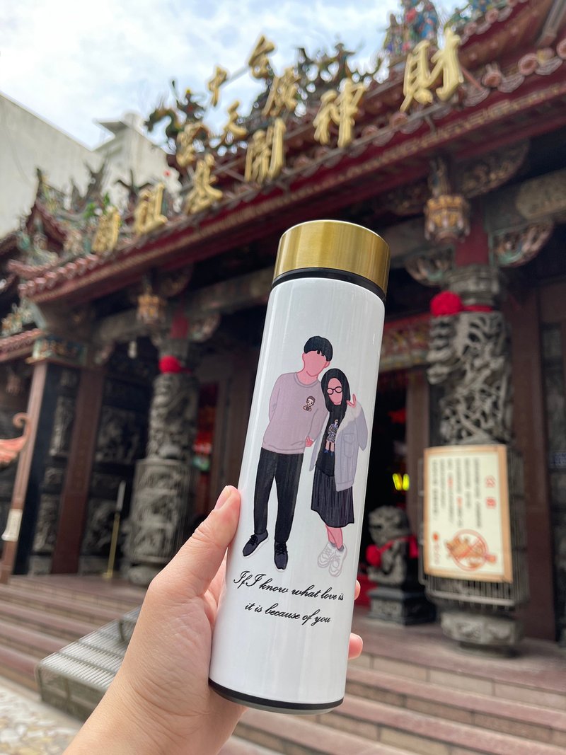 Take the golden bottle to bless the fortune bottle, hand-painted thermos, the performance is flourishing, the gift is like Yanhua, and it is customized - กระบอกน้ำร้อน - สแตนเลส สีทอง