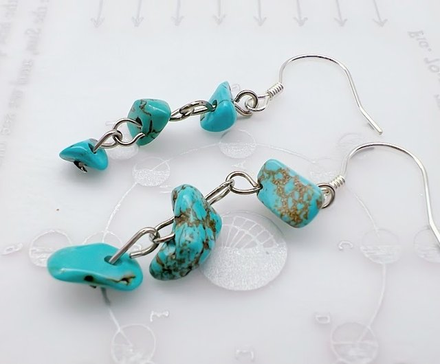 Unique Earrings, Turquoise Earrings, Natural Turquoise, December Earri