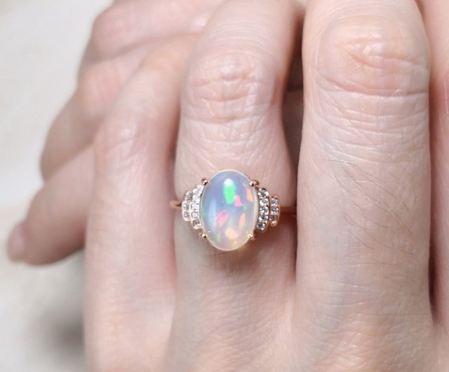 Crystal hot sale opal ring