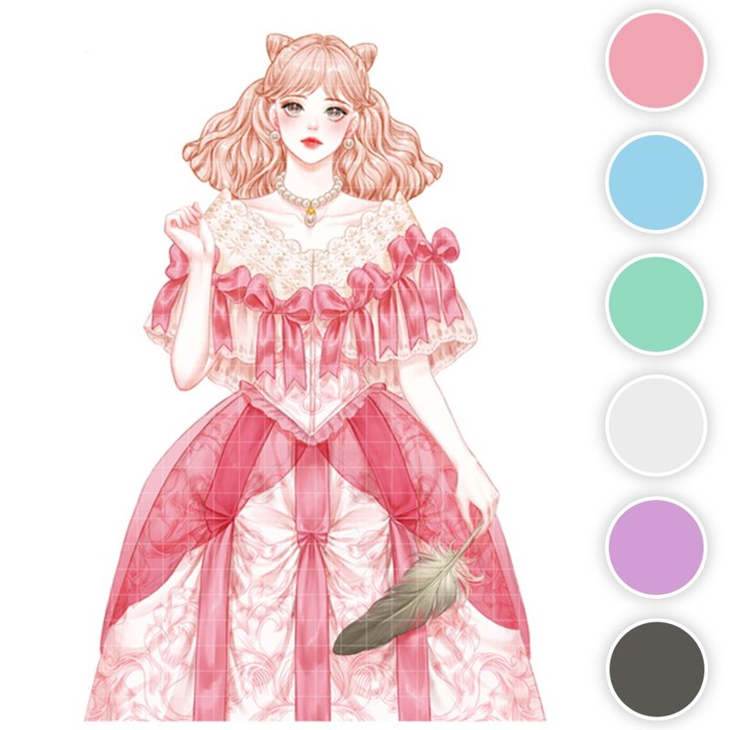 Marsha (6colors) 20 (honne market) person sticker girl sticker blackraccoon - 貼紙 - 紙 