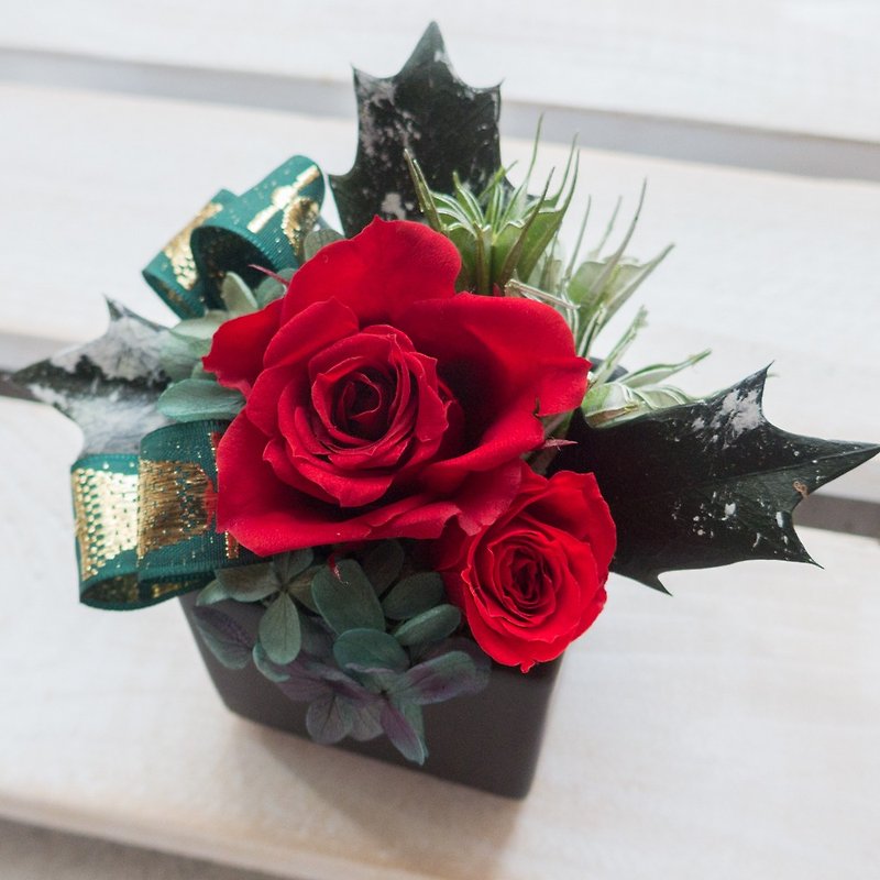 聖誕玫瑰永生盆花 結婚花束情人節求婚告白母親節生日畢業禮物 - 乾燥花/永生花 - 植物．花 紅色