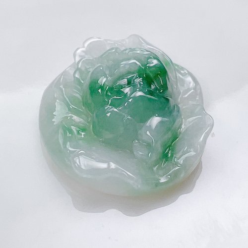 瓔珞翡翠 冰飄藍翡翠牡丹花 | 天然緬甸A貨翡翠 | 送禮