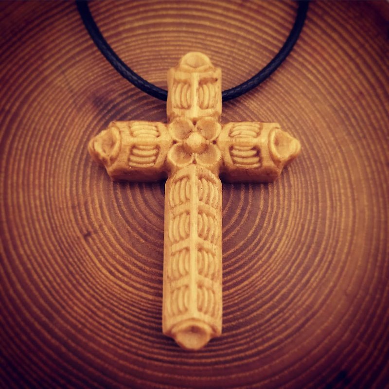 Ragnar lothbrock inspired cross, ragnar lothbrock, vikings cross, cross - Necklaces - Wood Gray