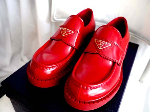 PRADA - PRADA 赤 水玉模様 バレリーナシューズ 39サイズの通販