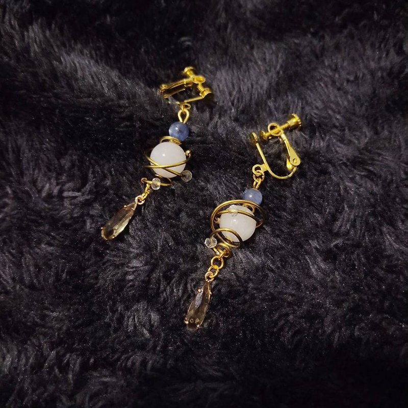 [Love and Deep Space-Shen Xinghui] Impression earrings , Clip-On and ear hooks - Earrings & Clip-ons - Crystal Gold