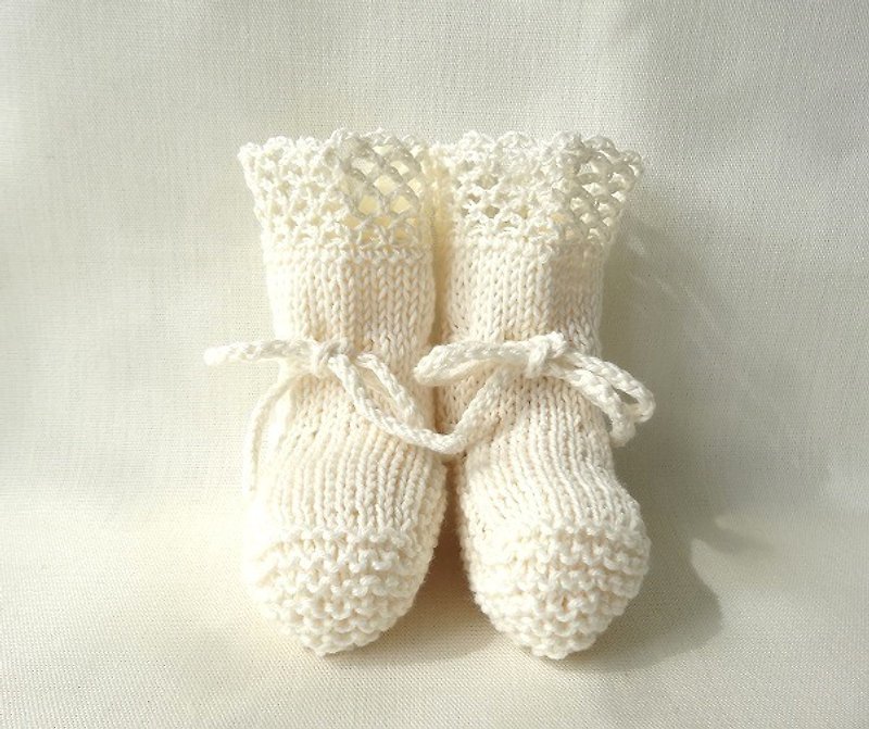 3M~　organic cotton-linen lacy baby booties 393 - Kids' Shoes - Cotton & Hemp Khaki