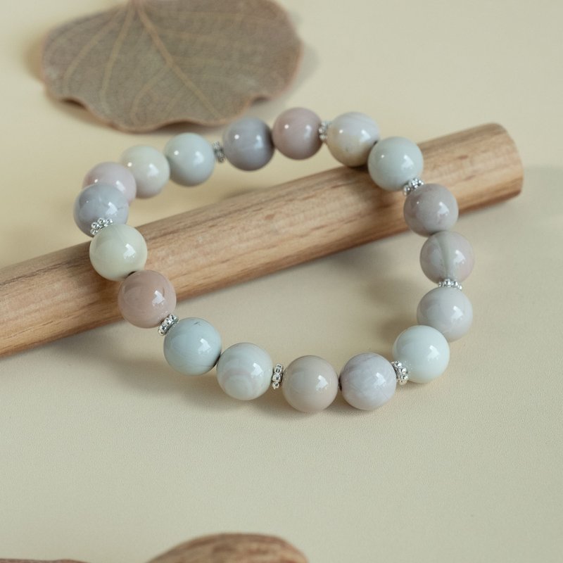 Pastel Colour Alashan Agate genuine gemstones stretch bracelet BDay gift for her - สร้อยข้อมือ - คริสตัล หลากหลายสี