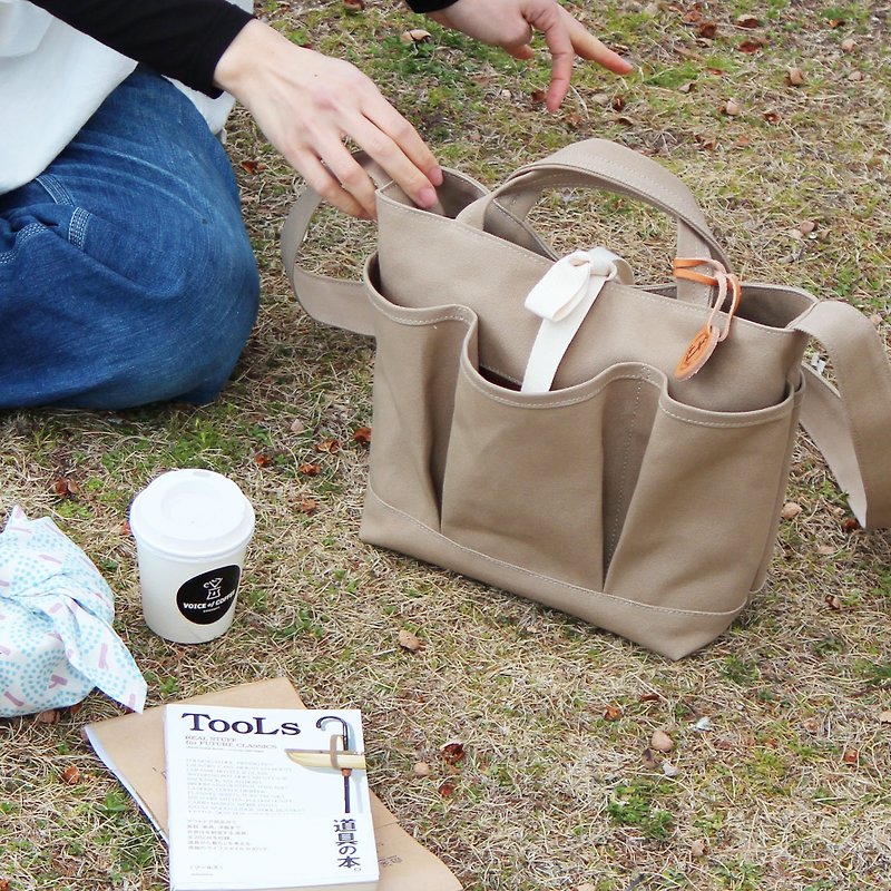 nap: Sabure Kurashiki canvas shoulder bag - Messenger Bags & Sling Bags - Cotton & Hemp Khaki