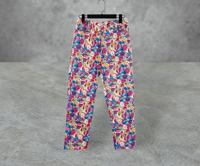 Used color printing elastic high waist 31 trousers OPD416 - Shop