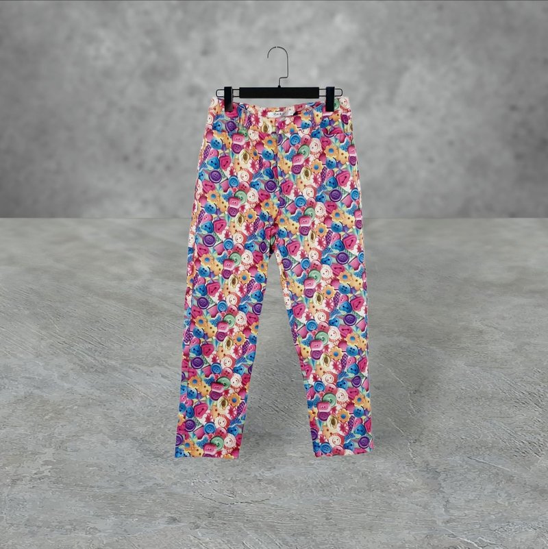 Used color printing elastic high waist 31 trousers OPD416 - กางเกงขายาว - เส้นใยสังเคราะห์ หลากหลายสี