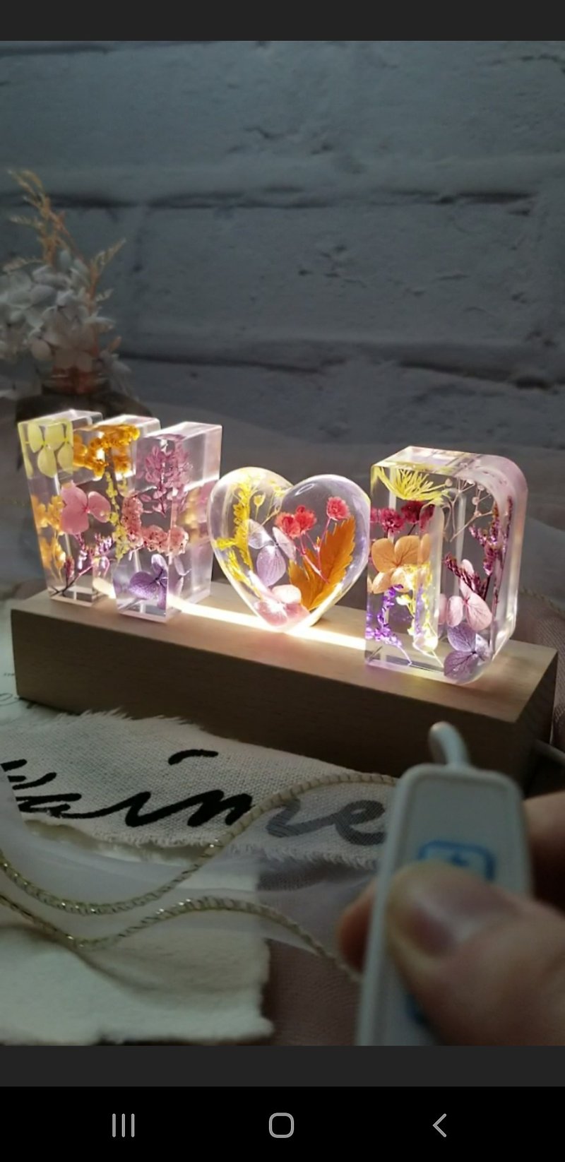 [Additional Purchase Items] Preserved Flower Alphabet Night Light Upgraded to 3-color Lights - Lighting - Wood 