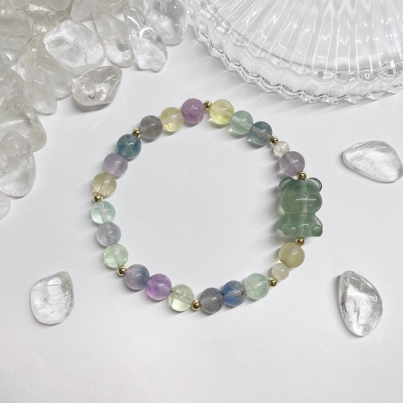 【Pingzhi】Fluorite、Cute bear、Bracelet - สร้อยข้อมือ - คริสตัล 