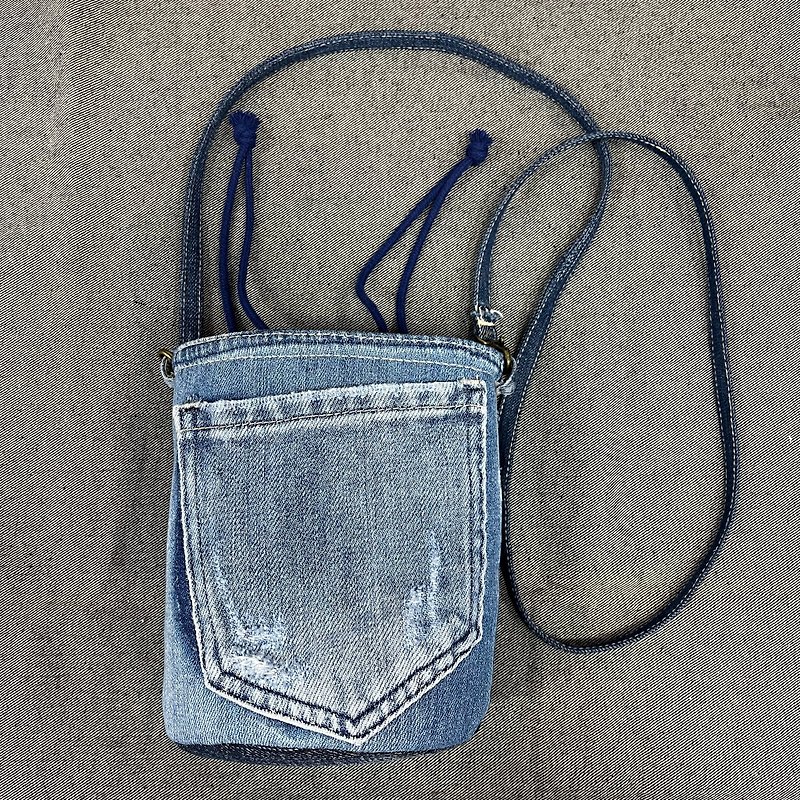 (Customized) Jeans Remodeled Drum Rope Crossbody Bag - Messenger Bags & Sling Bags - Other Materials 