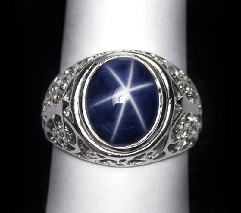 5.85 ct Natural star blue sapphier ring silver sterling size 7.0 free resize - General Rings - Sterling Silver Blue