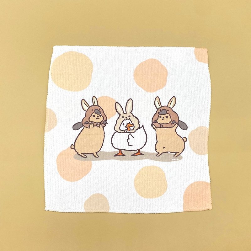 mini towel Fluffy rabbits and a duck - ผ้าขนหนู - เส้นใยสังเคราะห์ 