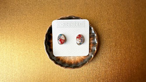 MOW MOW 手繪樹脂耳環 - 貳式【和服映像系列】(耳針/耳夾)