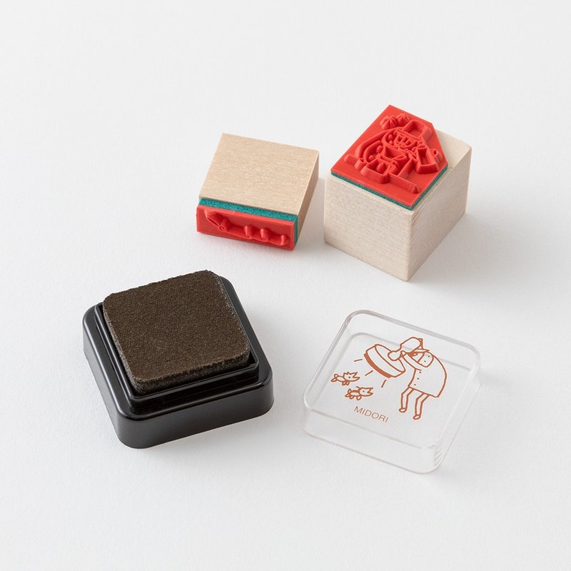 MIDORI Ogisan 30周年記念インクパッドブラウン - 印鑑・スタンプ - その他の素材 カーキ