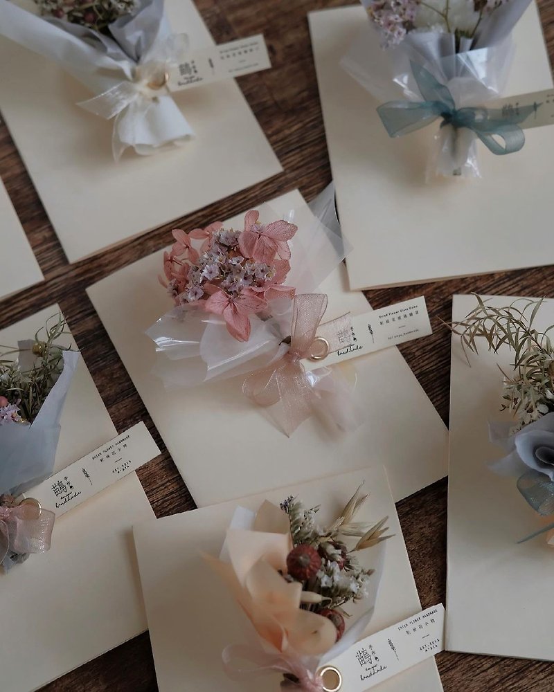 Dried Flower Message Card Mini Bouquet - การ์ด/โปสการ์ด - พืช/ดอกไม้ หลากหลายสี