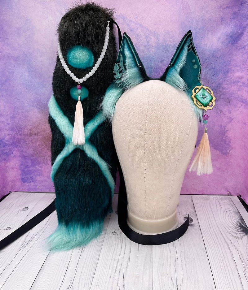 Genshin Impact Xiao cosplay  headband ears tail - Hair Accessories - Other Materials 