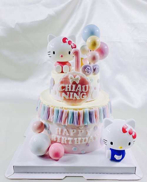 GJ.cake Hello Kitty慶生派對 生日客製蛋糕 造型翻糖蛋糕4+6吋 台南面交