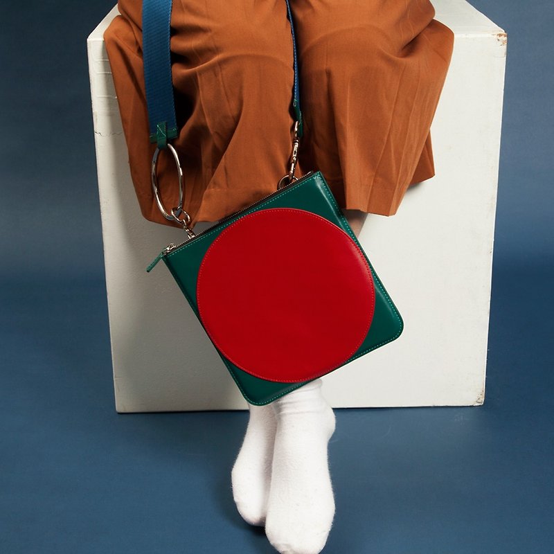 YIZISTORE新しいスペル色女性のワイドストラップショルダーバッグメッセンジャーバッグシンプルなパケット演劇正方形のレザーバッグ - ショルダーバッグ - 革 グリーン