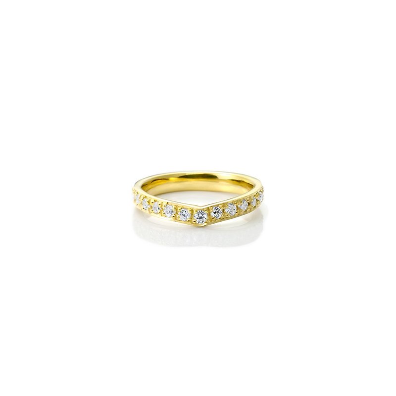 Precious Metals General Rings Gold - Baby Ring【V shape Eternity 19 diamond】10K