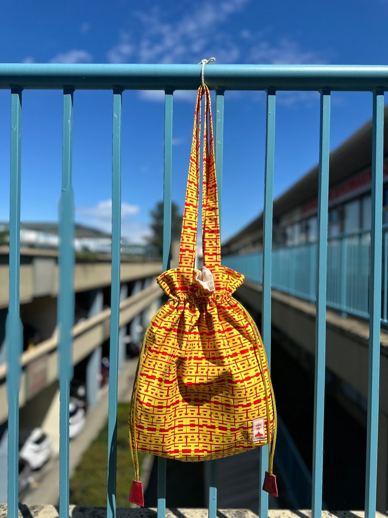 Retro Hong Kong Double Happiness waterproof tote - Messenger Bags & Sling Bags - Waterproof Material Yellow