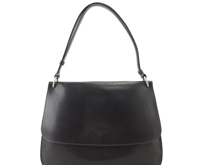 日本直送 名牌中古包 】PRADA プラダ ブランドロゴ レザー ダブル