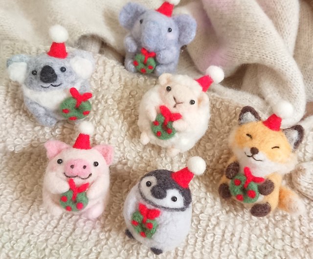 クリスマス限定 クリスマス動物いろいろ 羊毛フェルト人形 - ショップ tugualalala illustration&woolfelt  人形・フィギュア - Pinkoi