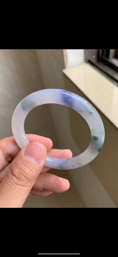 Good Morning Studio 冰種翡翠天然翡翠玉鐲 A玉手鐲玉鈪 • 冰種紫羅蘭飄花翡翠圓鐲