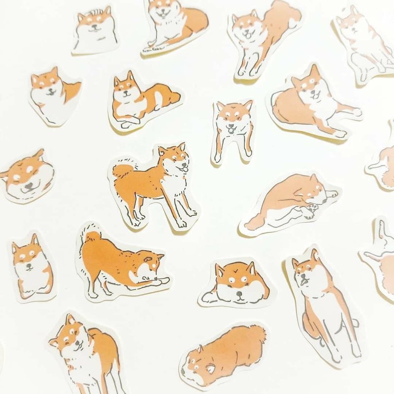 shiba inu stickers - สติกเกอร์ - กระดาษ สีกากี