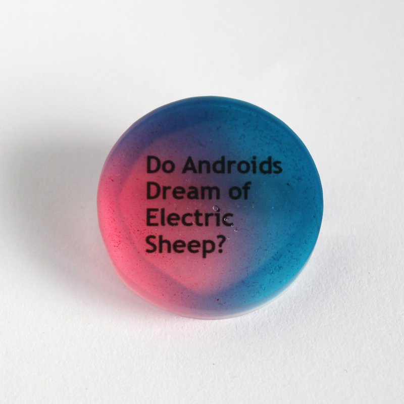 Gradual resin pin pink - sea blue / biochemical people will dream of electronic sheep - Brooches - Plastic Blue