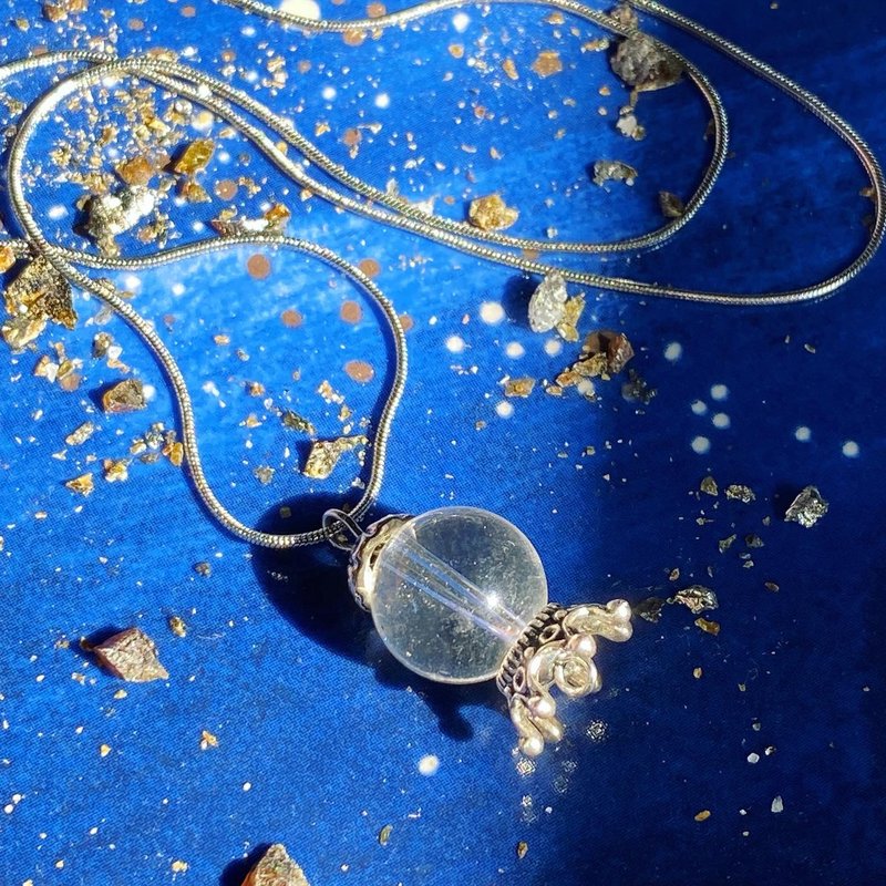 [Lost and find] Simple Natural Stone White Crystal Crystal Ball Necklace OT33 - สร้อยคอ - เครื่องเพชรพลอย ขาว