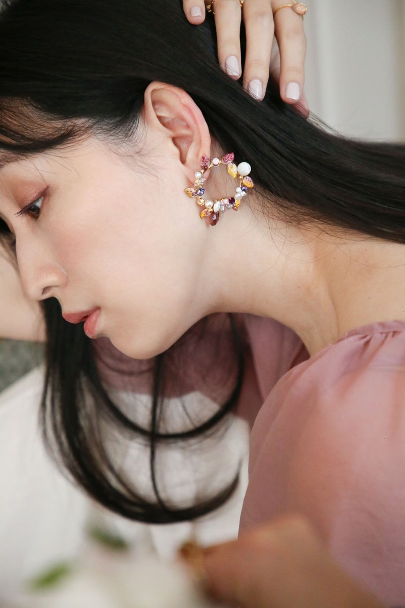 Spring Impressions — Strawberry Donuts - ต่างหู - ทองแดงทองเหลือง 