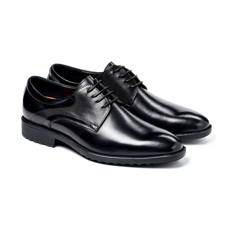 Ultra-lightweight 3E wide-last casual men's leather shoes 23406-3 black - รองเท้าหนังผู้ชาย - หนังแท้ 