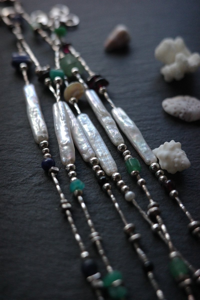 Submerged Glow Diary Natural Pearl Sterling Silver Bracelet - สร้อยข้อมือ - ไข่มุก 