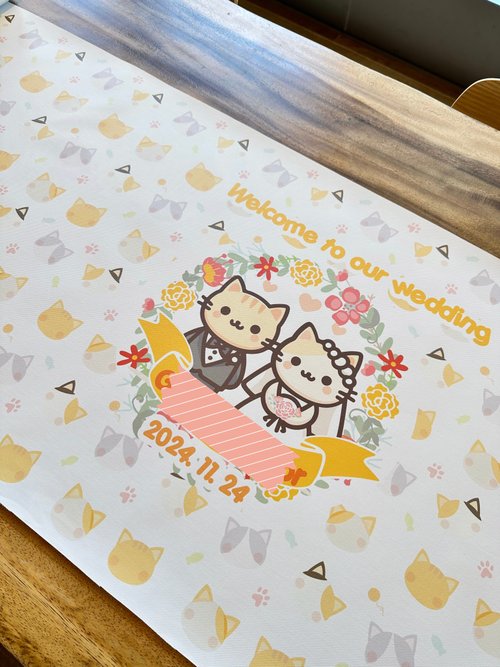 MYLove Design HK 客製化貓系主題婚禮簽名留言畫布 油畫布訂製