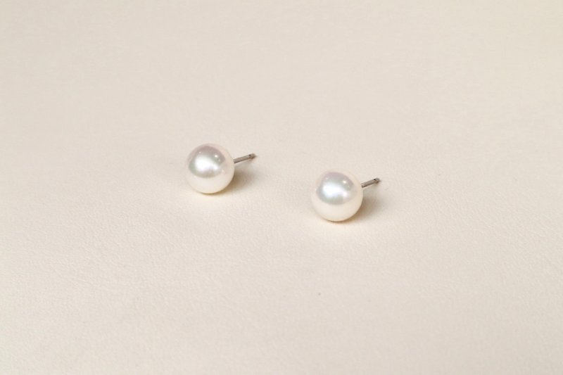 Lune Lapin 7.5-8mm Japan Akoya Pearl 14KWG Earrings - Earrings & Clip-ons - Pearl Silver