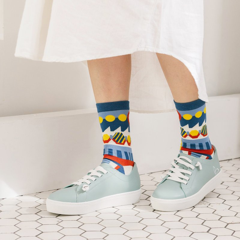 Happiness Factory Blue Unisex Crew Socks - Yu Square x WantHow Collab - Socks - Nylon Blue