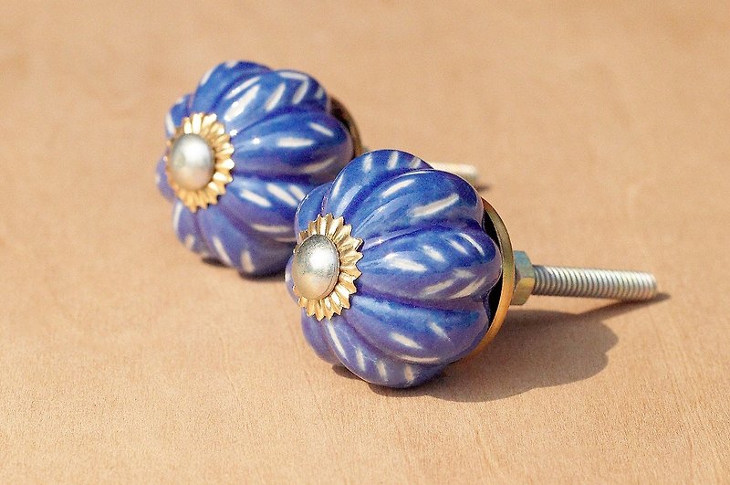 Hand-painted ceramic handle/ceramic doorknob/ceramic window doorknob/industrial air doorknob-magic sapphire blue flowers - เซรามิก - ดินเผา สีน้ำเงิน