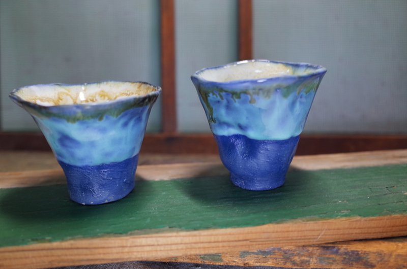 インクインク（ブルーカップ＃2） - 花瓶・植木鉢 - 陶器 ブルー