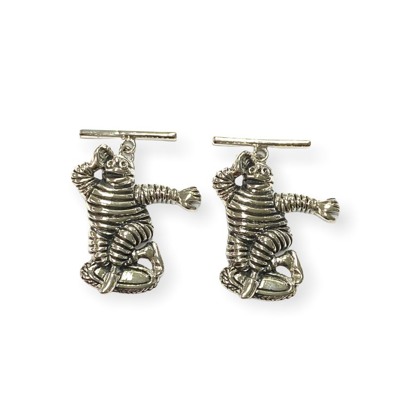Collectable Bibendum Michelin Tyre Man Cufflinks 925 Sterling Silver - 袖扣 - 純銀 銀色