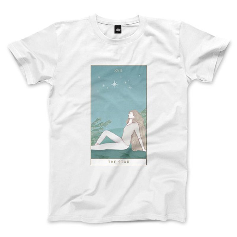 XVII | The Star-White-Unisex T-shirt - เสื้อยืดผู้ชาย - ผ้าฝ้าย/ผ้าลินิน ขาว