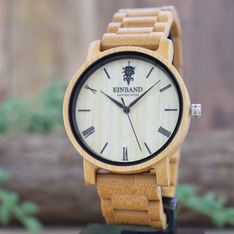 EINBAND Reise Bamboo 40mm Wooden Watch - นาฬิกาคู่ - ไม้ สีนำ้ตาล