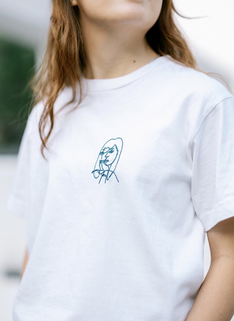 Blind Drawing custom embroidered Tee cotton T-shirt - อื่นๆ - ผ้าฝ้าย/ผ้าลินิน 