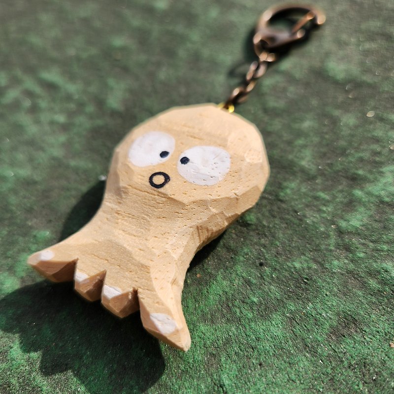 Octopus Carving Keychains - Keychains - Wood Brown