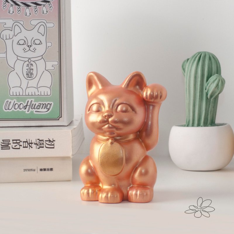 | woohuang | 水泥材質 | 玫瑰金 三吋招財貓 - 玩偶/公仔 - 水泥 粉紅色