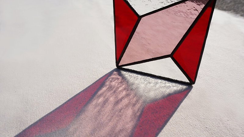 正負空間-四角紅 杯墊 置物墊 掛飾 玻璃鑲嵌 - 杯墊 - 玻璃 紅色