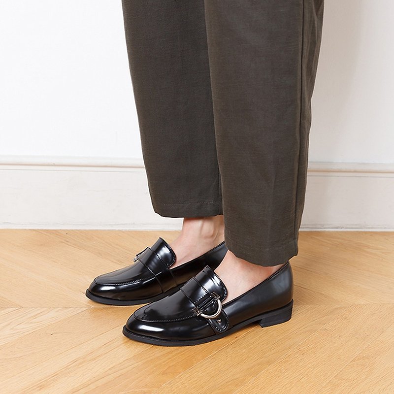 SPUR Clip buckle loafer MS7027 BLACK - รองเท้าอ็อกฟอร์ดผู้หญิง - หนังเทียม สีดำ